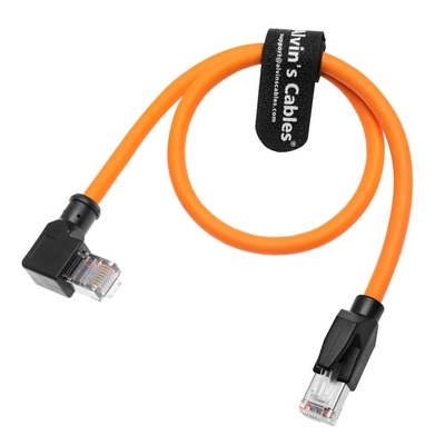 Alvin's Cables CAT6A Shielded Right Angle RJ45 Cable 3m Orange for PLC Robotics