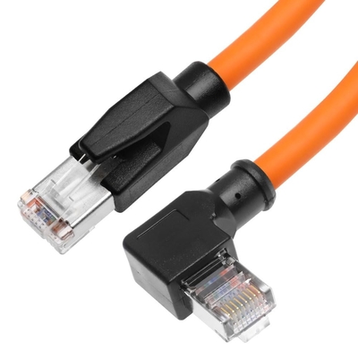 Alvin's Cables CAT6A SF UTP Right Angle RJ45 10m Orange PLC Cable